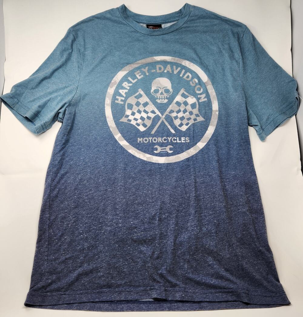 Harley Davidson Asheville NC Men’s Blue Ombré Size Large T Shirt Tee